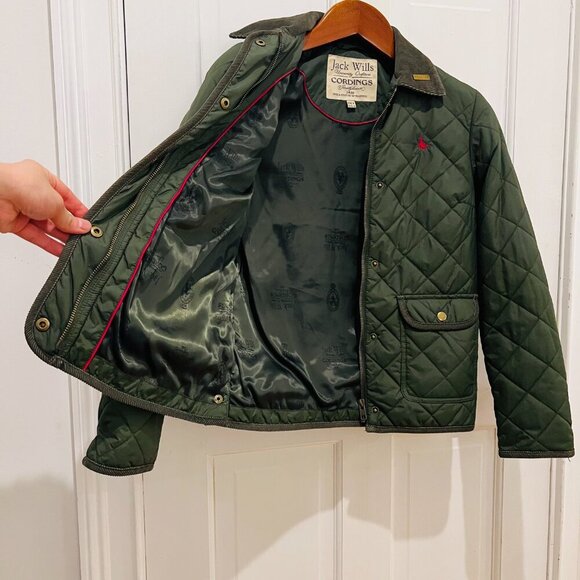 Jack Wills Dark Green Olive Nylon Quilted Jacket US 4 /UK 8 British Countryside - Picture 8 of 16